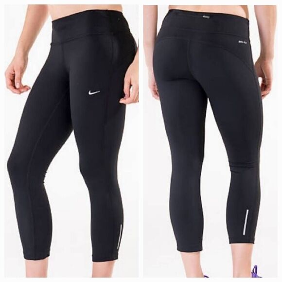 ☔️💜Nike Black Dri-Fit Capri Athletic Pants Small - Picture 1 of 12